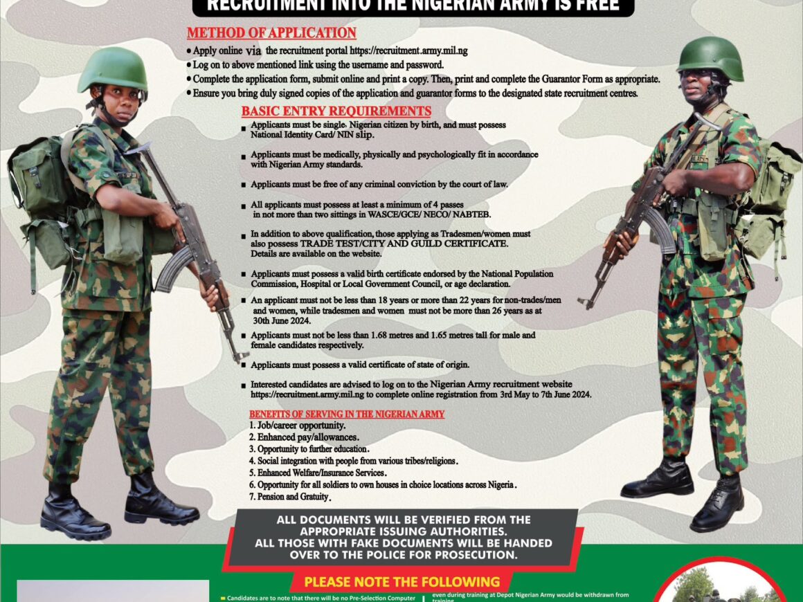 Nigerian Army 89 Regular Recruitment Intake 2025
