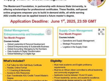 Fully Funded Graduate Certificates at ASU for Young African Leaders