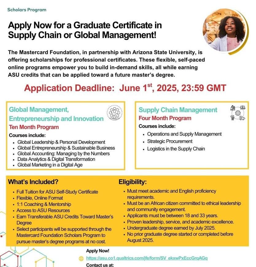 Fully Funded Graduate Certificates at ASU for Young African Leaders