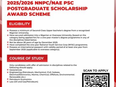 2025/26 NNPC/NAE PSC Post Graduate Scholarship: Applications Now Open!