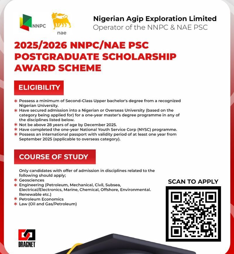2025/26 NNPC/NAE PSC Post Graduate Scholarship: Applications Now Open!